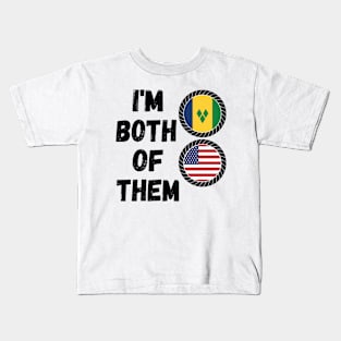 Half Vincentian Half American Heritage USA Roots & Vincent and the Grenadines DNA Family Flag Design Kids T-Shirt